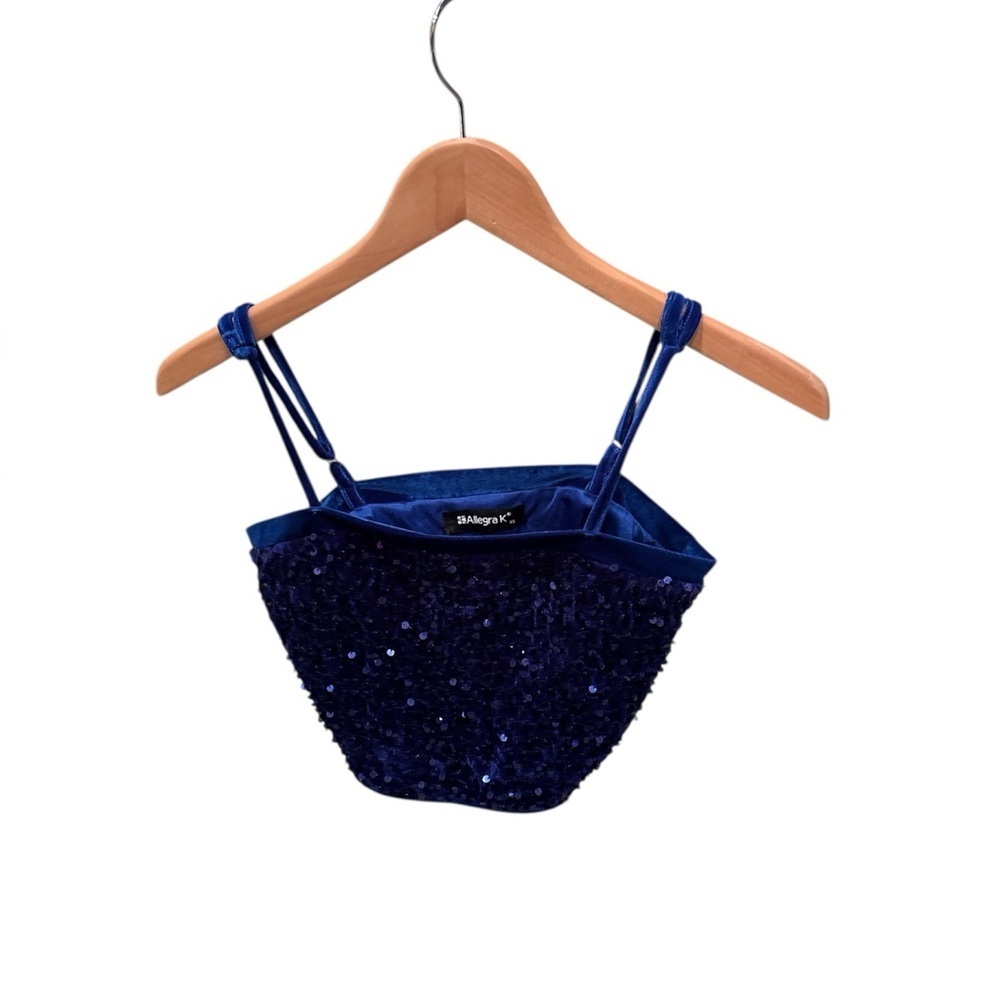 Allegra K Shimmering Blue Sequin Top